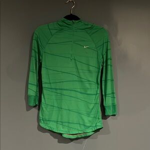Green Nike 3/4 Sleeve Hooded Running Athletic Top